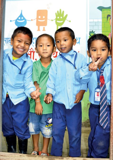 4 boys commitet to hand washing rules